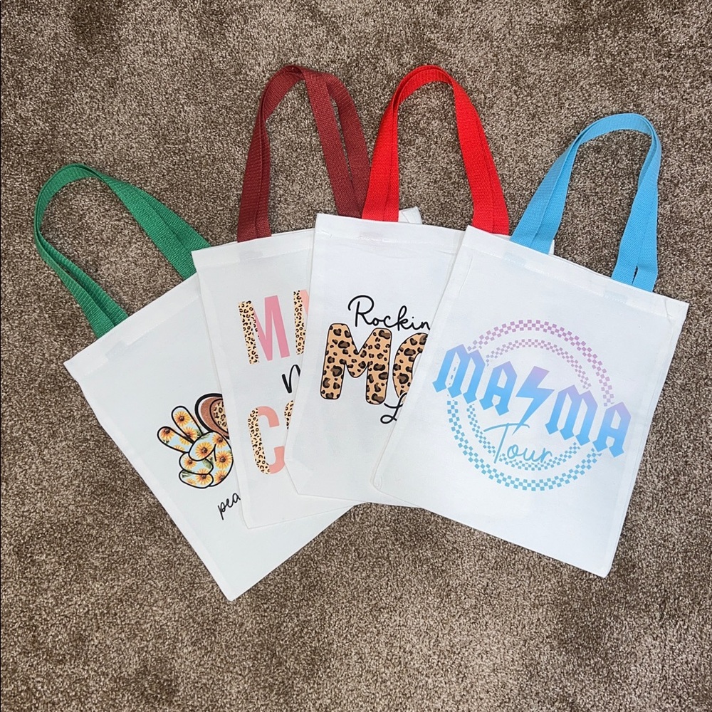 Handmade Colorful Graphic Mom Canvas Tote Bags - Choice of One